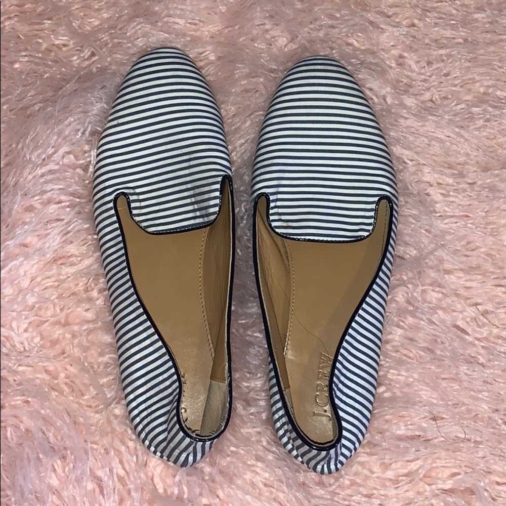 J. Crew Blue and White stripe smoking slippers